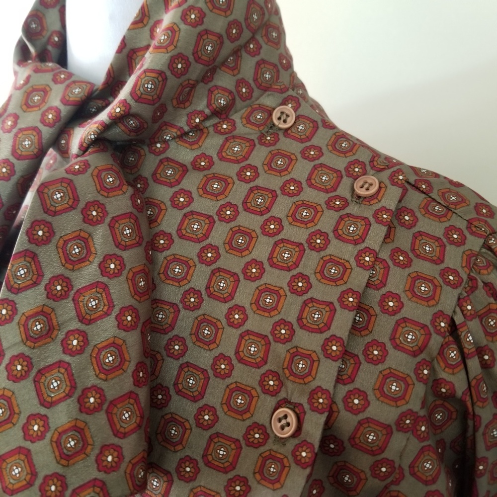 Vintage Burgundy Copper & Steel Grey Blouse 6